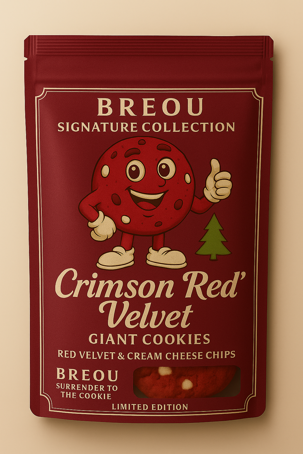 CRIMSON “RED” VELVET GIANT COOKIES, HALF DOZEN